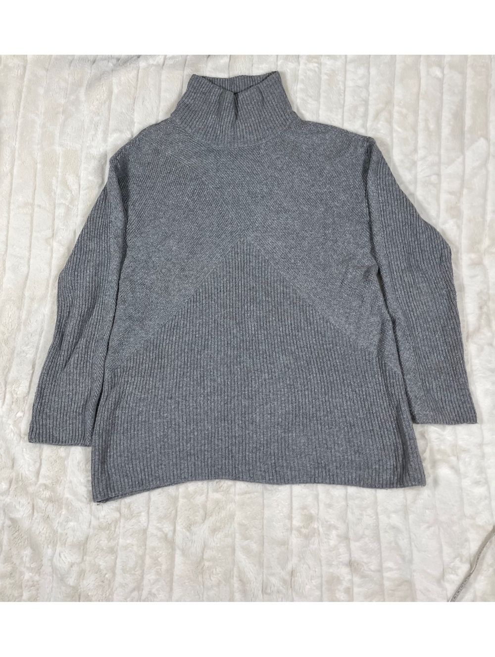 Talbots M Grey Turtleneck Cotton Blend Office Work Sweater